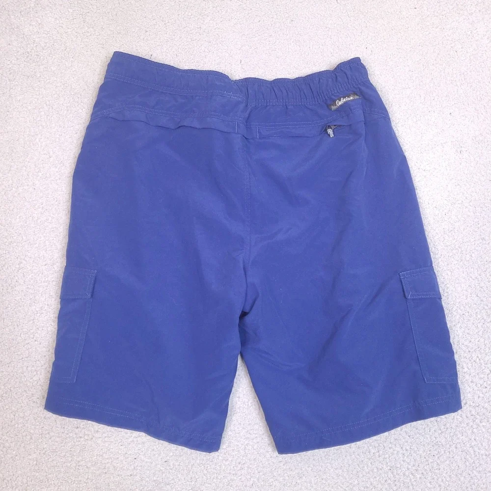 Cabela's Cargo Shorts Mens Large 36 Blue Hybrid‎ Swim Wear Lined Fishing Belted